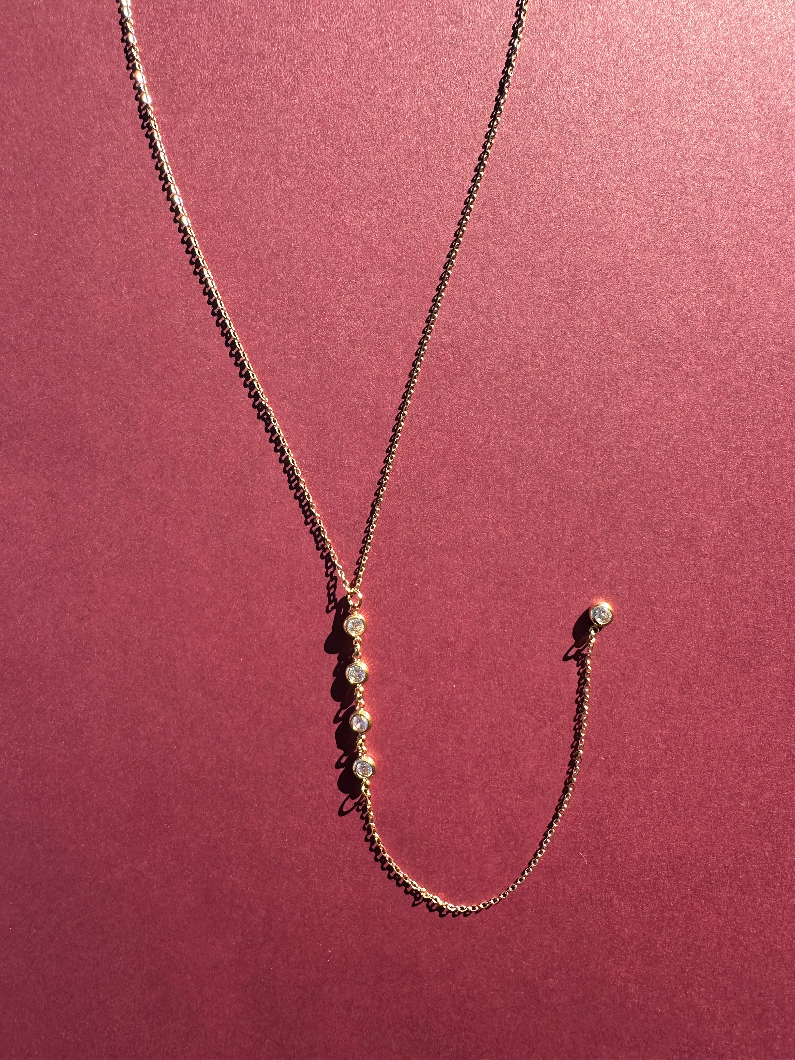 Bezel Lariat Necklace