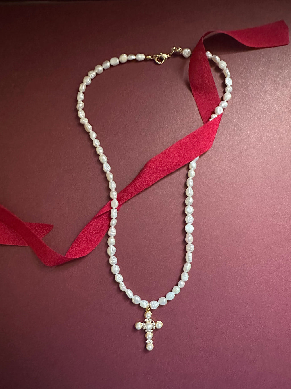 freshwater pearl with perl cross