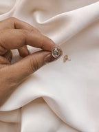 Two-Tone Miraculous Medal Stud Earrings: Virgin Mary, Gold Filled