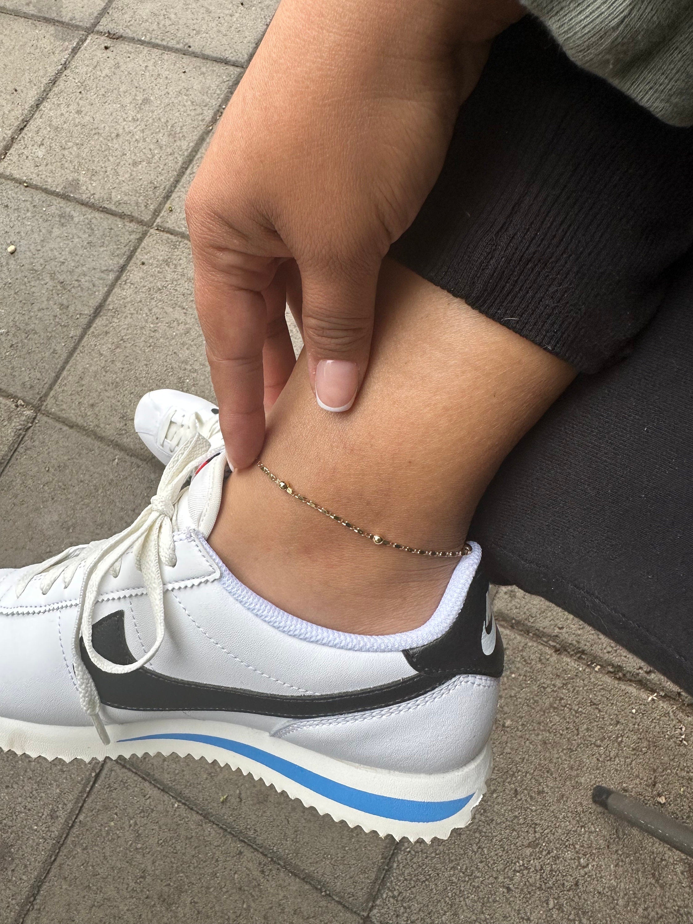 Beaded anklet,l, gold filled anklet, chain anklet