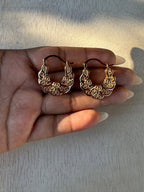 18k Gold overlay filigree basket earrings