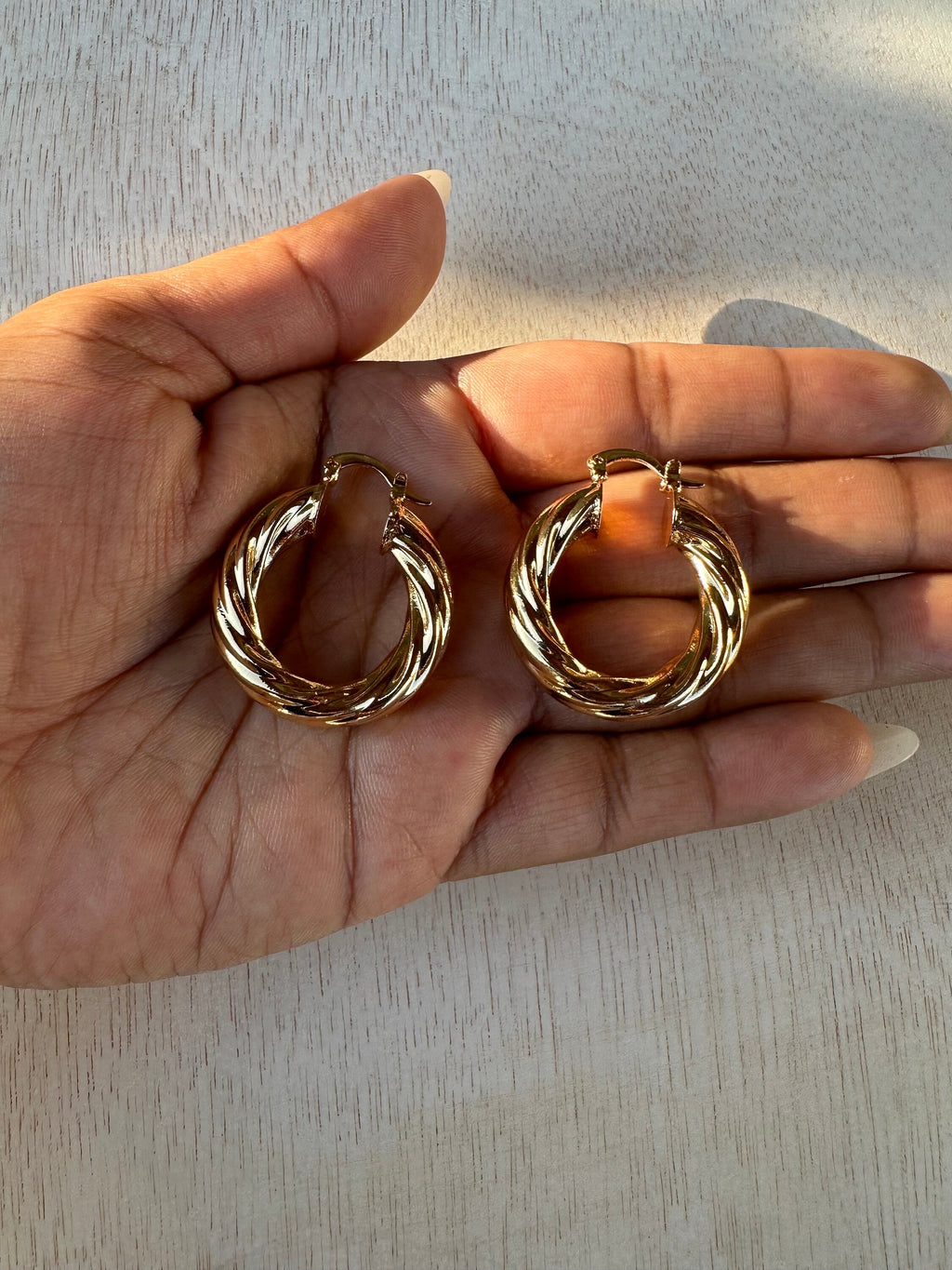 Twisted Chunky Hoop Earrings: Gold Filled
