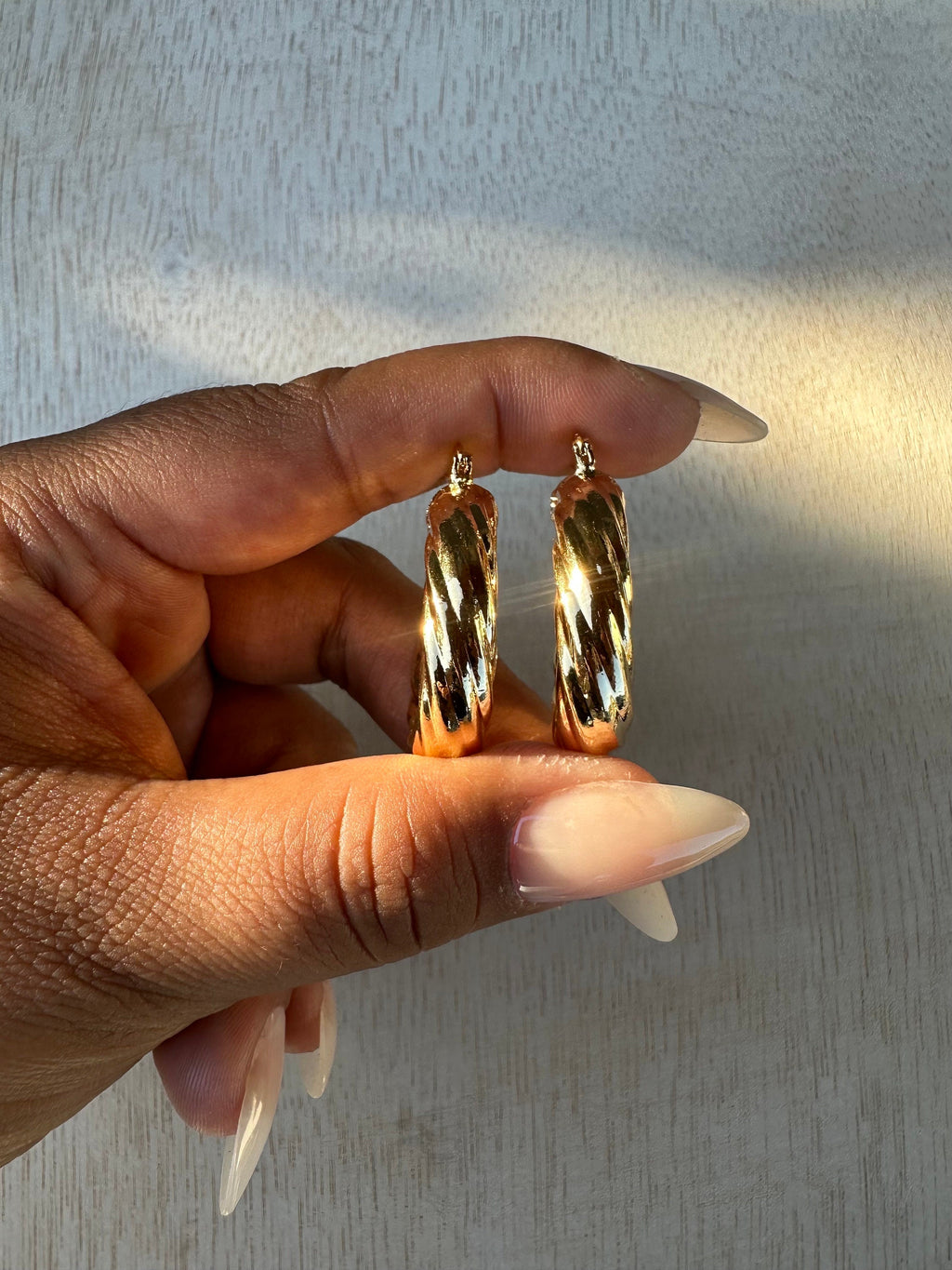 Twisted Chunky Hoop Earrings: Gold Filled