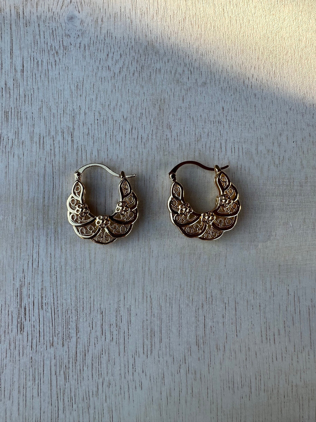18k Gold overlay filigree basket earrings