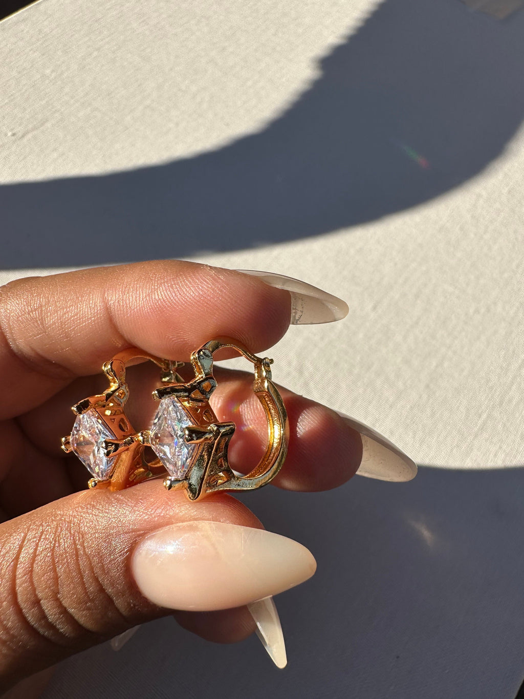 Princess Cut Gold Filled Huggie Hoop Earrings