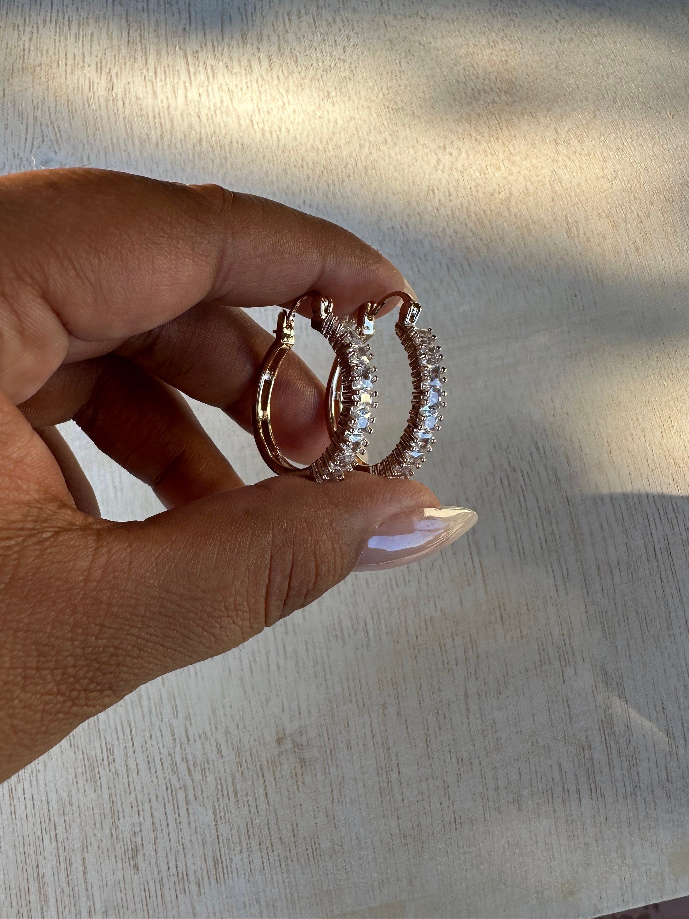 Gold Filled Cubic Zirconia Hoop Earrings