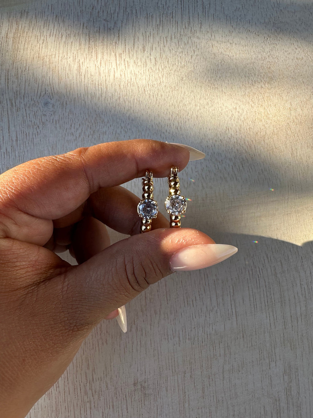 Gold Filled Cubic Zirconia Huggie Hoop Earrings