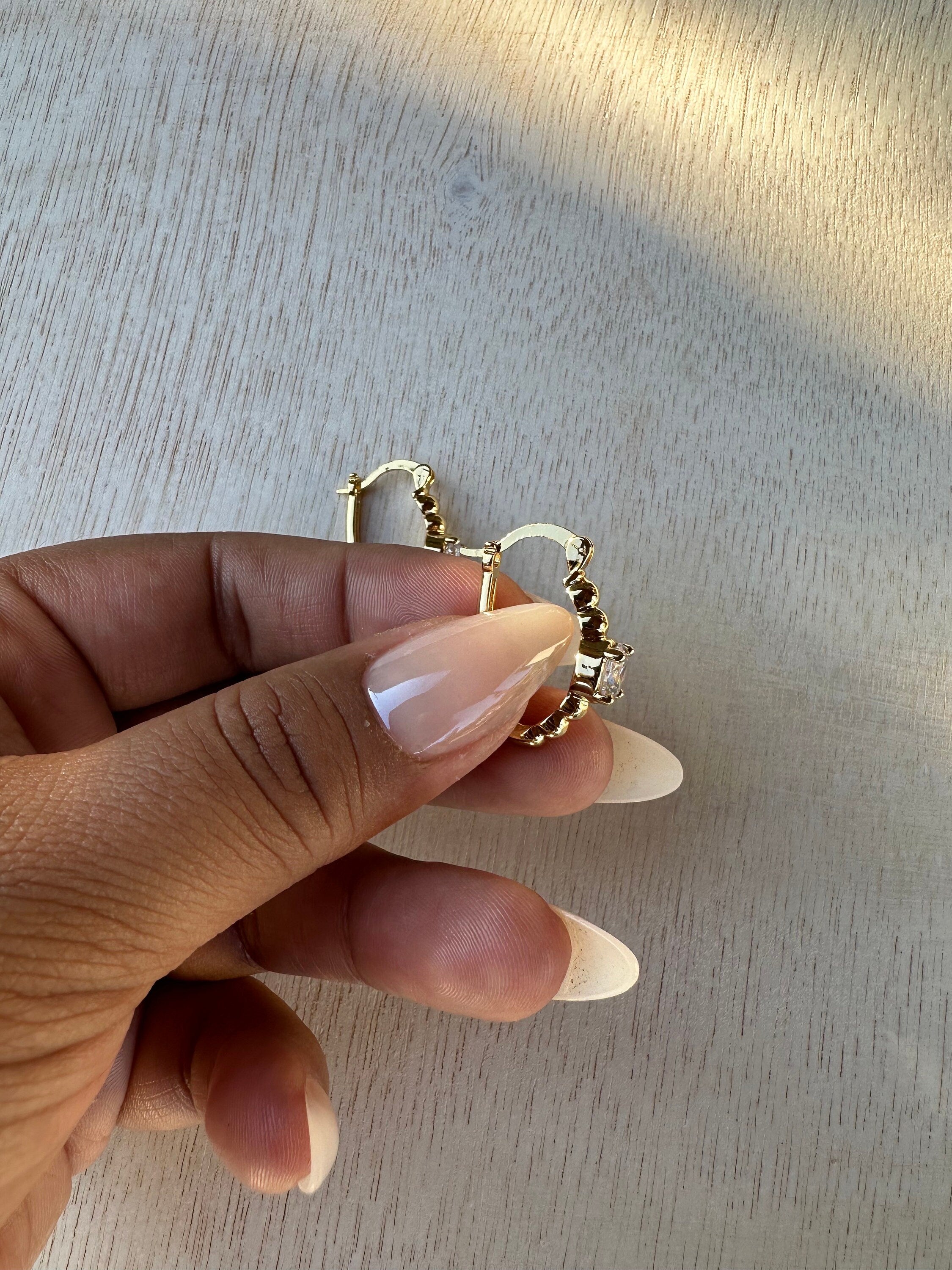Gold Filled Cubic Zirconia Huggie Hoop Earrings