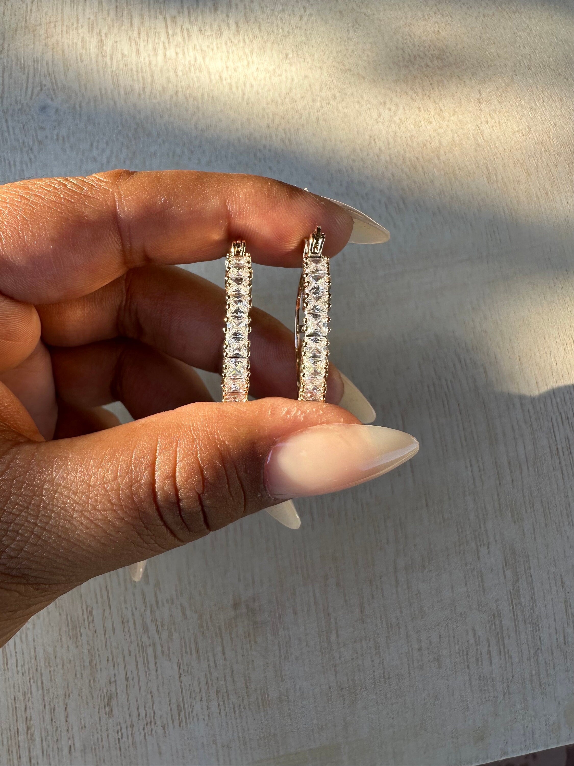 Gold Filled Cubic Zirconia Hoop Earrings