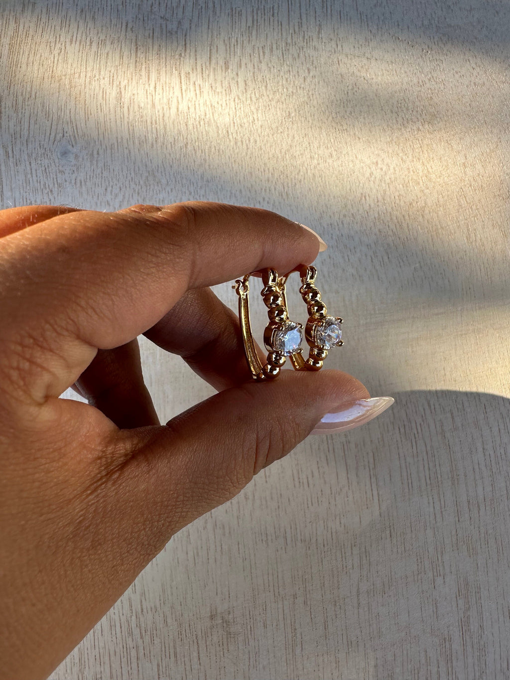 Gold Filled Cubic Zirconia Huggie Hoop Earrings