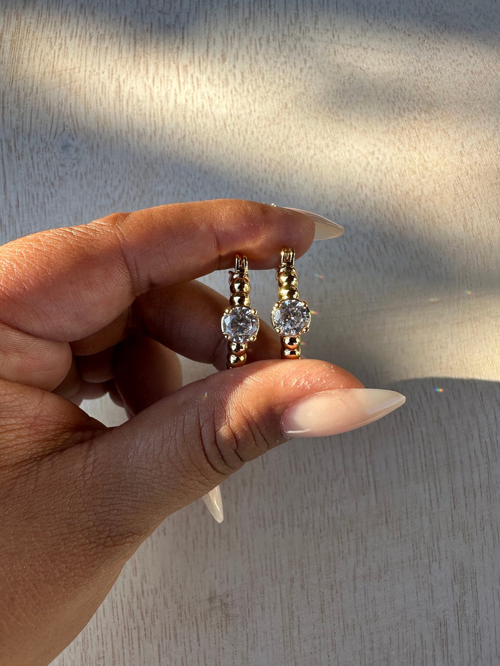 Gold Filled Cubic Zirconia Huggie Hoop Earrings