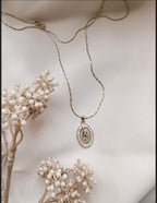White Virgin Mary Necklace. Gold plated  Virgin Mary necklace gold filled chain cadena de virgencita blanca