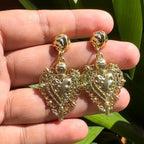 Handmade 18k Gold Plated Sacred Heart Earrings