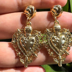 Handmade 18k Gold Plated Sacred Heart Earrings