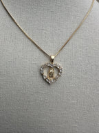 White heart shaped Virgin Mary necklace, collar de virgencita de Guadalupe/ 18k gold filled