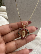 colorful heart shaped Virgin Mary necklace, collar de virgencita de Guadalupe/ 18k gold filled