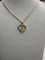 White heart shaped Virgin Mary necklace, collar de virgencita de Guadalupe/ 18k gold filled