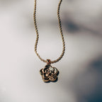 Gold Filled Rose Pendant Necklace: Delicate Rope Chain