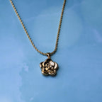Gold Filled Rose Pendant Necklace: Delicate Rope Chain