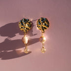 Handmade Pearl Dangle Earrings: 18k Gold Plated, Glass Bead