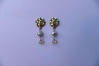 Handmade Pearl Dangle Earrings: 18k Gold Plated, Glass Bead