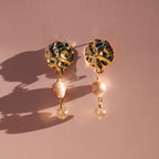 Handmade Pearl Dangle Earrings: 18k Gold Plated, Glass Bead